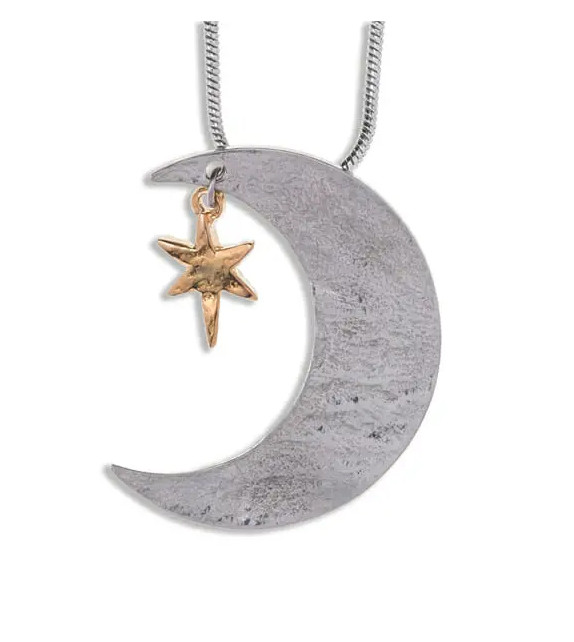 PENDENTIF Lune et étoile, avec chaîne