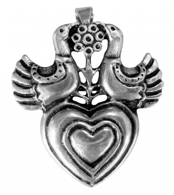BROCHE & PENDENTIF COEUR COLOMBES - Toulhoat