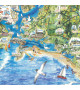 AFFICHE - Carte illustrée à l'aquarelle, Lorient et la Ria d'Étel (60 x 96 cm)
