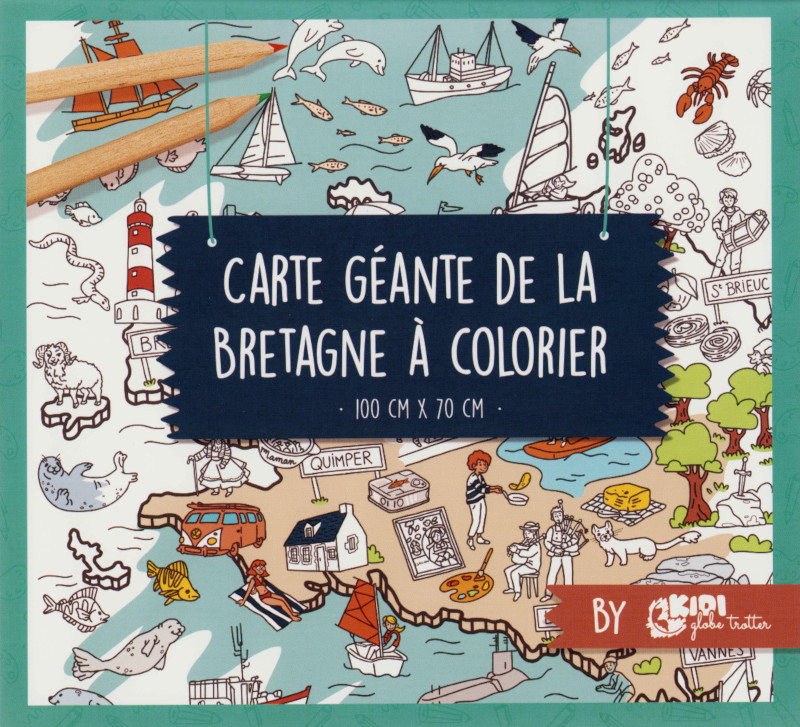 Carte géante de la Bretagne à colorier - 100 x 70 cm - Coloriage / affiche