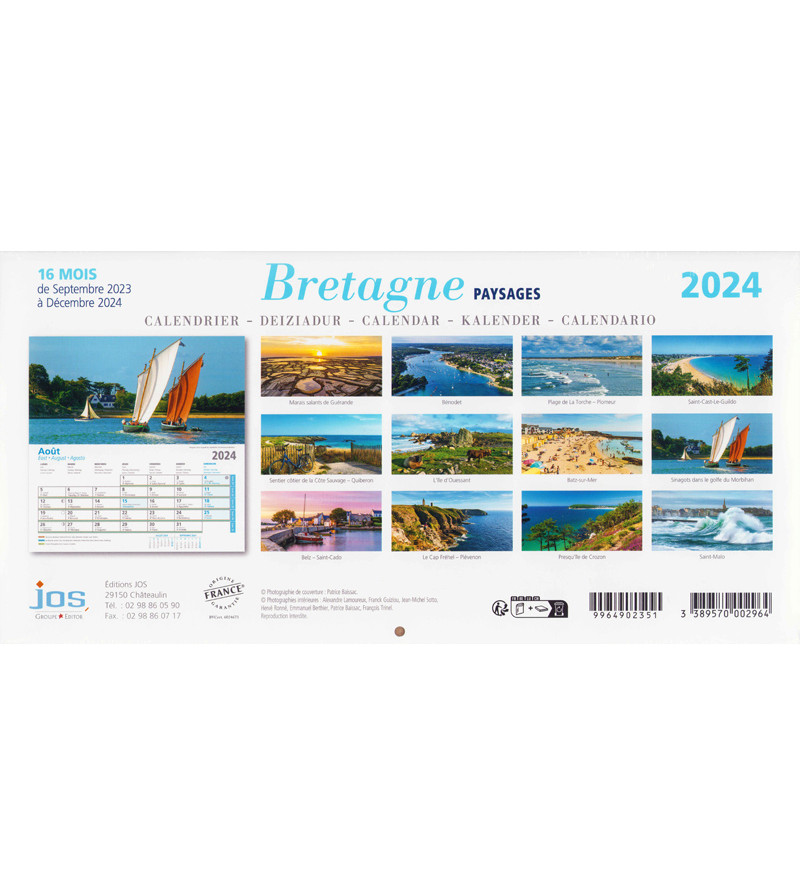 Agenda - Calendrier Paysages de Bretagne 2024 - COLLECTIF - Librairie  L'Armitière
