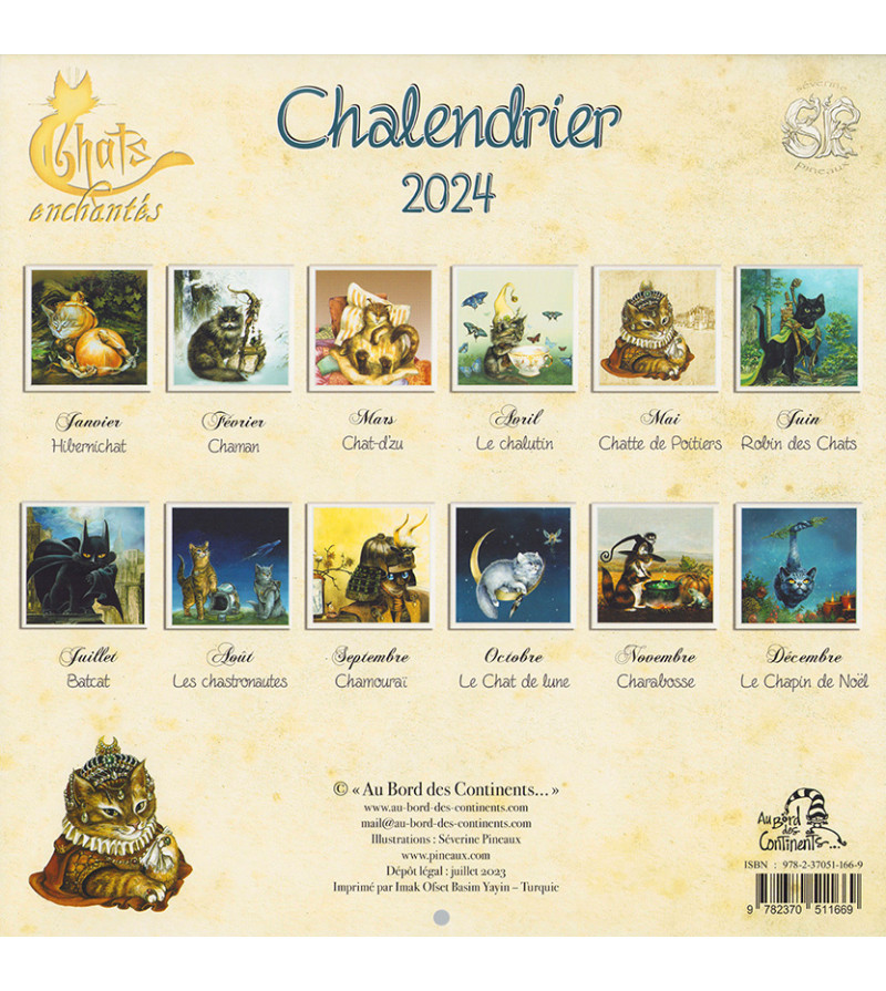 Chalendrier 2024 - Calendrier des Chats enchantés Séverine Pineaux, Au Bord  Des Continents